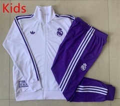 25-26 Retro Version Real Madrid White Kids/Youth Soccer Jacket Uniform-815