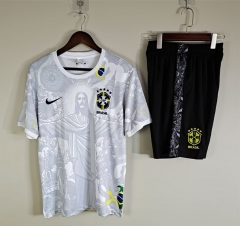 25-26 Brazil White Thailand Training Soccer Uniform-418