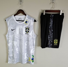 25-26 Brazil White Thailand Training Soccer Vest Uniform-418