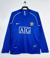 Retro Version 07-08  Manchester United Goalkeeper Blue Thailand Soccer LS Jersey AAA-811