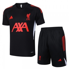 25-26 Liverpool Black Short-sleeved Thailand Soccer Tracksuit-815