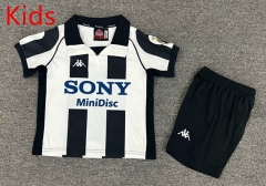 Retro Version 97-98 Juventus Home Black&White Kids/Youth Soccer Uniform-7809