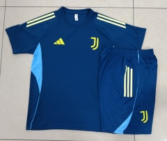 25-26 Juventus Blue Short-sleeved Thailand Soccer Tracksuit-815