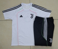 25-26 Juventus White Thailand Soccer Short Sleeve Tracksuit Uniform-815