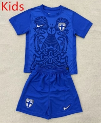25-26 Finland Home Blue Kids/Youth Soccer Uniform-AY