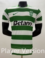 Player Version 25-26 Sporting Lisbon Clube de Portugal Home White&Green Stripes  Thailand Soccer Jersey AAA-2483