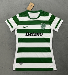 2025-26 Sporting Lisbon Clube de Portugal Home White&Green Women Thailand Soccer Jersey AAA-4506