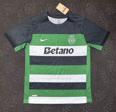 (S-4XL) 25-26 Sporting Lisbon Clube de Portugal Home Black&Green Stripes  Thailand Soccer Jersey AAA-5303