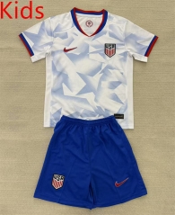 25-26 USA Home White&Blue  Kids/Youth Soccer Unifrom-AY