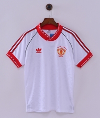 Retro Version 90-91 Manchester United Away White Thailand Soccer Jersey-7189