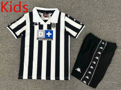 Retro Version 99-00 Juventus Home Black&White Kids/Youth Soccer Uniform-7809
