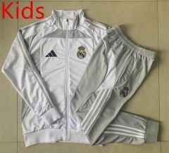 25-26 Real Madrid White&Grey Kids/Youth Soccer Jacket Uniform-815