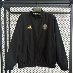 (S-3XL) 2025-2026 Manchester United Black Double-sided Thailand Soccer Trench Coats-GB