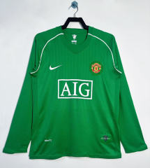 Retro version 07-08 Manchester United Goalkeeper Green Thailand Soccer LS Jersey AAA-811