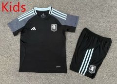 25-26 Aston Villa Away Black Kids/Youth Soccer Uniform-7809