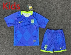 25-26 Brazil Away Blue Kids/Youth Soccer Uniform-GB