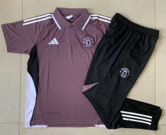 25-26 Manchester United Grey&Purple Thailand Polo Uniform-815