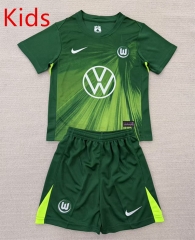 25-26 Wolfsburg Home Green Kids/Youth Soccer Uniform-AY
