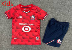25-26 Lille Home Red Kid/Youth Soccer Uniform-7809