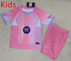 2025-2026 Barcelona 2nd Away Pink Kids/Youth Soccer Uniform-507