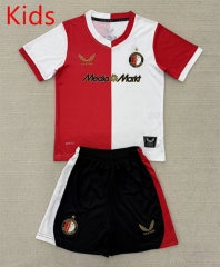 2025-2026 Feyenoord Rotterdam Home White&Red Kids/Youth Soccer Uniform-AY