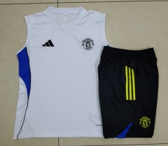 2025-2026 Manchester United White Vest-Sleeve Thailand Soccer Tracksuit-815