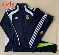 2025-2026 Retro Version Real Madrid Cyan  Kids/Youth Soccer Jacket Uniform-815