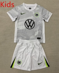 25-26 Wolfsburg Away Grey&White Kids/Youth Soccer Unifrom-AY