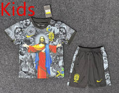 25-26 Special Edition Jesus Red Portrait Edition Brazil SC Gray Kids/Youth Soccer Uniform-5526