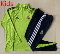 2025-2026 Retro Version Real Madrid Grass Green Kids/Youth Soccer Tracksuit-815