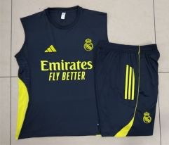 25-26  Real Madrid Dark Grey Vest-sleeved Thailand Soccer Tracksuit-815