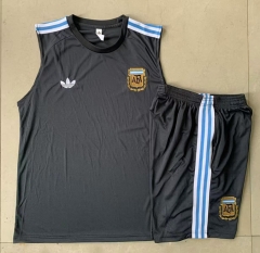 25-26 Retro Version Argentina Dark Grey Vest Thailand Soccer Tracksuit -815