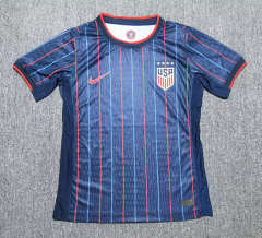 (S-3XL) 25-26 USA Away Blue Thailand Soccer Jersey AAA-4442