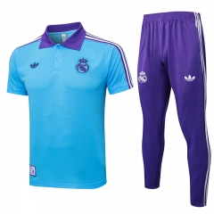 2025-2026 Retro Version Real Madrid Light Blue Thailand Polo Uniform-815