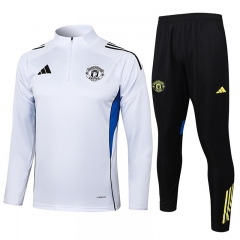 25-26 Manchester United White Thailand Soccer Tracksuit-815