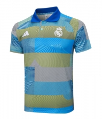 2025-2026 Real Madrid Blue&Green stripe inkjet Thailand Polo -815