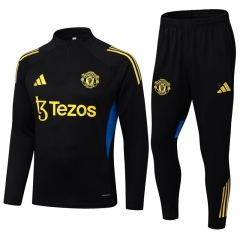 2025-26 Manchester United Black Thailand Soccer Tracksuit (with chest advertisement)-411