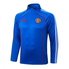 Retro Version 25-26 Manchester United Color Blue Thailand Soccer Tracksuit-815
