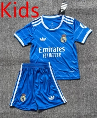 2025-2026 Real Madrid 2nd Away Blue Kids/Youth Soccer Uniform-4247