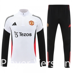 Player Version 25-26 Manchester United White Thailand Soccer Tracksuit -7411