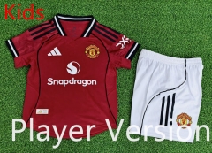 Player Version 25-26 Manchester United Home Red Kids/Youth Soccer Uniform-9926