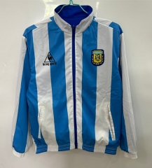 Retro Version 1986 Argentina Home Double-sided Embroidered Thailand Trench Coats-0255