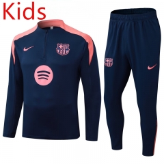 25-26 Barcelona Royal Blue Kid-Youth Soccer Tracksuit -411