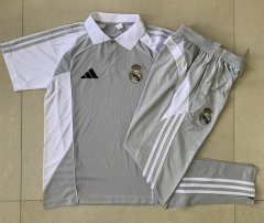 2025-2026 Real Madrid Grey&White Thailand Polo Uniform-815