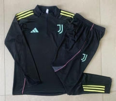25-26 Juventus Black Thailand Soccer Tracksuit Uniform-815