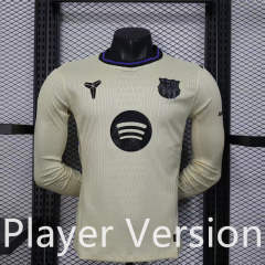 Player Version 25-26 Barcelona Away Light Yellow Thailand LS Soccer Jersey AAA-888