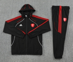 25-26  Liverpool Black Thailand Soccer Coat Uniform With Hat-7411