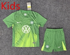 25-26 Wolfsburg Home Green Kids/Youth Soccer Uniform-AY