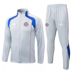 Retro Version 25-26 Bayern München Light Grey Soccer Jacket Uniform-815