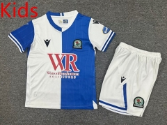 25-26 Blackburn Rovers Home Blue&White Kids/Youth Soccer Uniform-7809